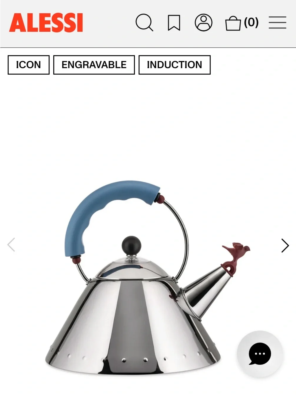 Alesia Blue-Handled Stainless Steel Whistling Tea Kettle